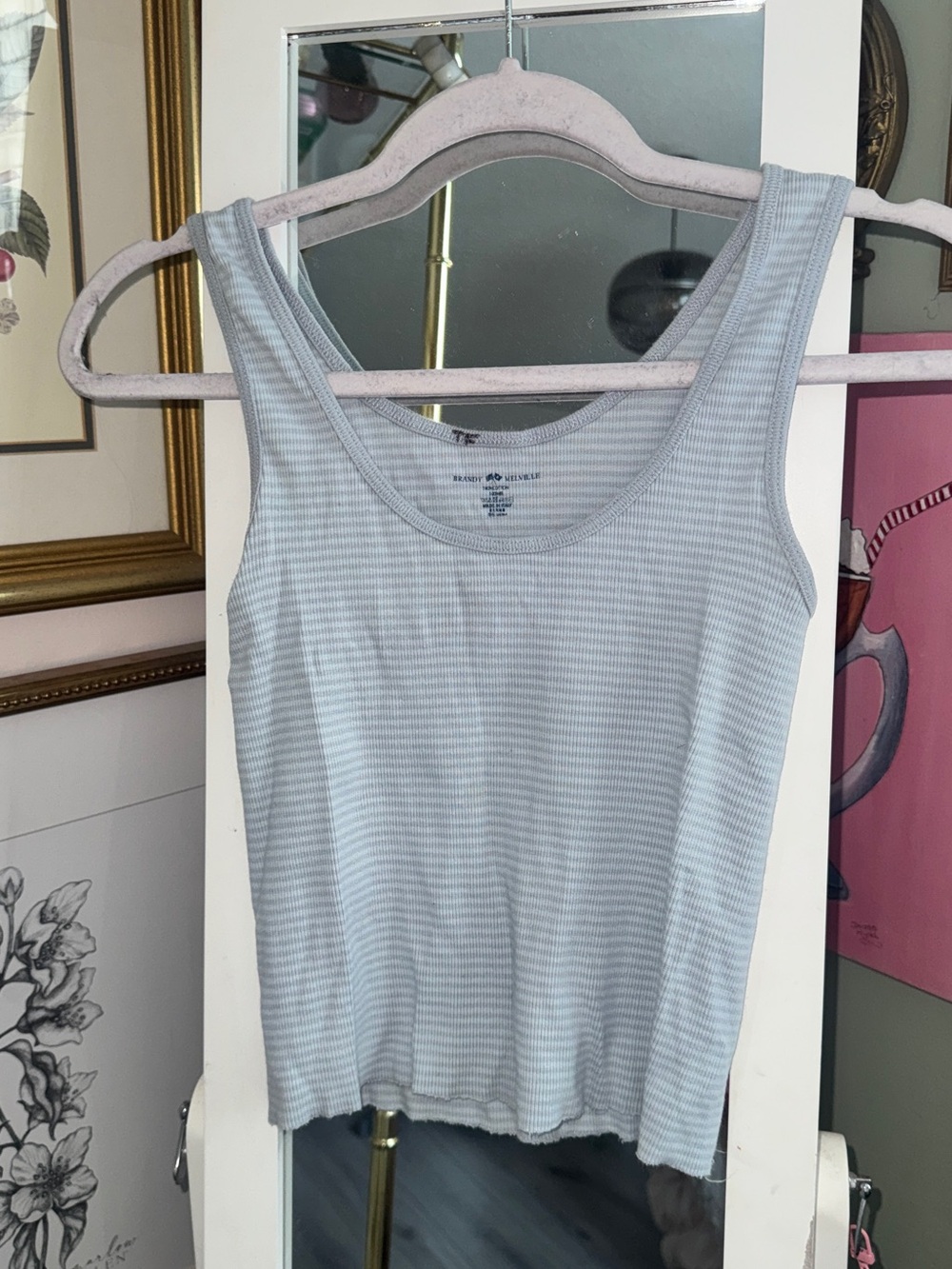 Brandy Melville Pale Blue Striped Tank